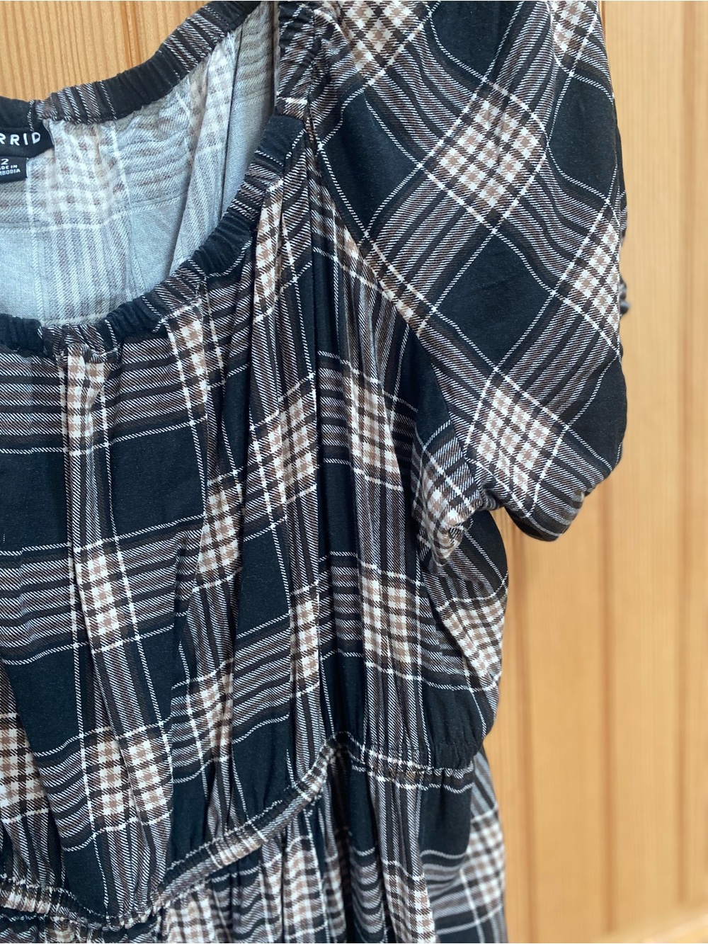 Torrid Black and Cream Plaid Square Neck Dress - Picture 4 of 7